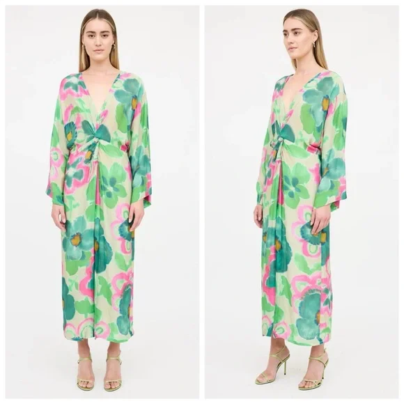 Smythe Twist Dress in Watercolor Green - Picture 15 of 15